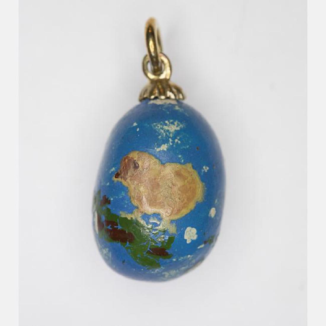 Faberge Style Blue White Enamel Mini Egg Form Pendant (1 of 2)