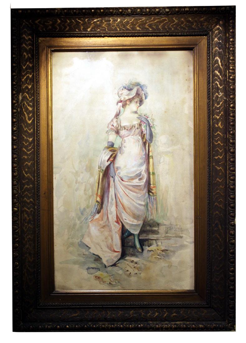 Arnaldo De Lisio: Lady in Yellow Shawl, Gouache (1 of 6)