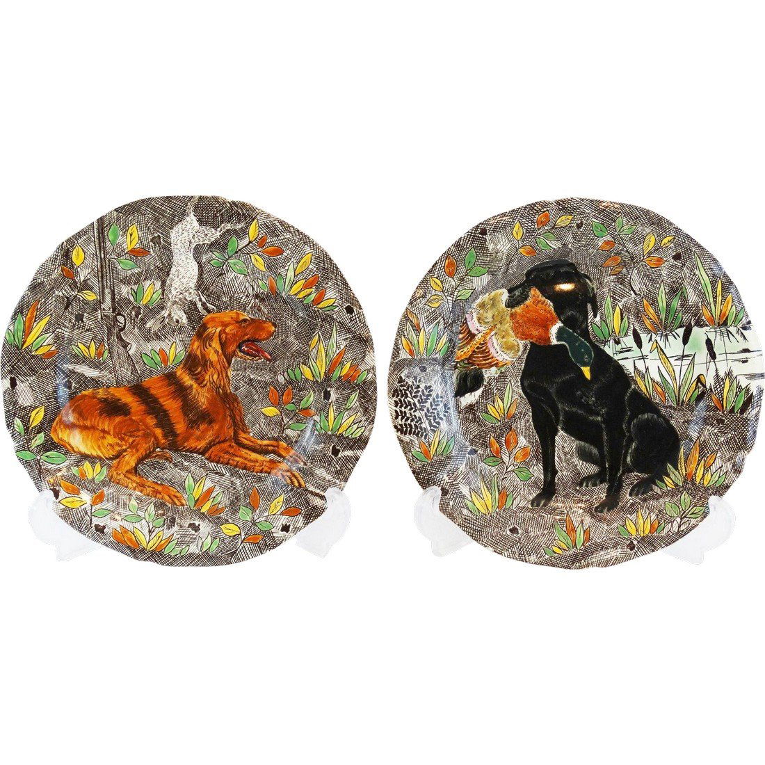 French Gien Game Sporting Dog Plates (1 of 5)