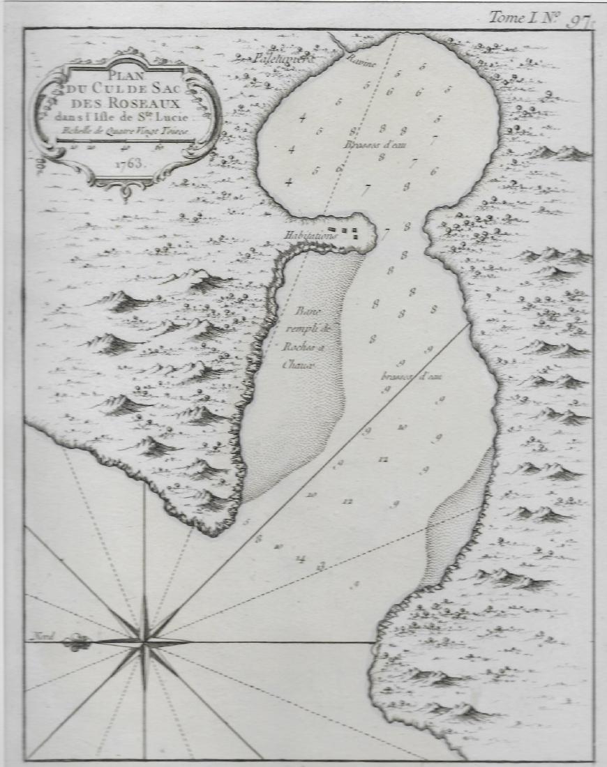 Bellin: Plan Du Cul De Sac Des Roseaux, 1763 (1 of 1)