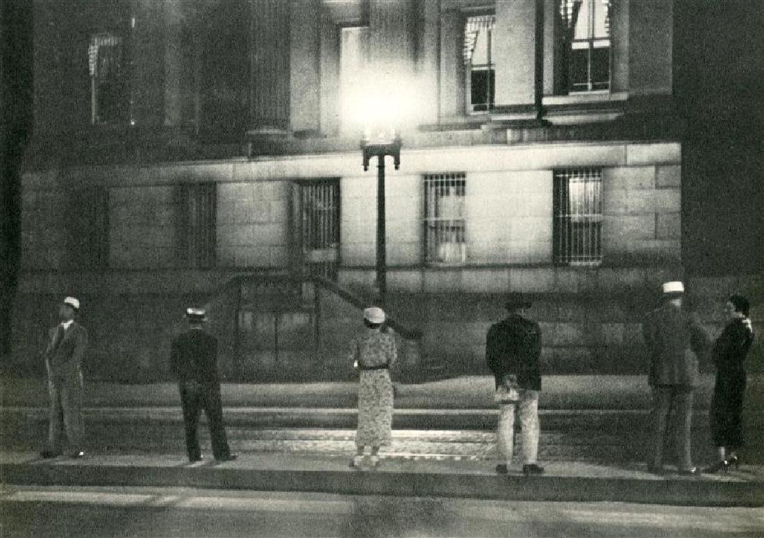 Disraeli, Robert - Waiting for a Street Car: Vintage Sheet-Fed Gravure by Beck Engraving Co Philadelphia. - 1936 - Image size approx. 8 x 6 in. No Reserve: This lot starts at $1 and has no reserve as a courtesy so that collectors can determine t