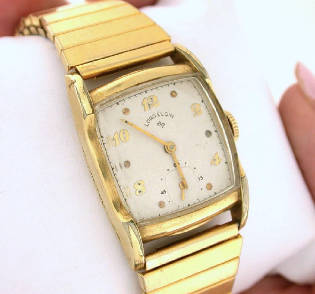 Lord Elgin 14K Gold Gilled Wrist Watch, 1954
