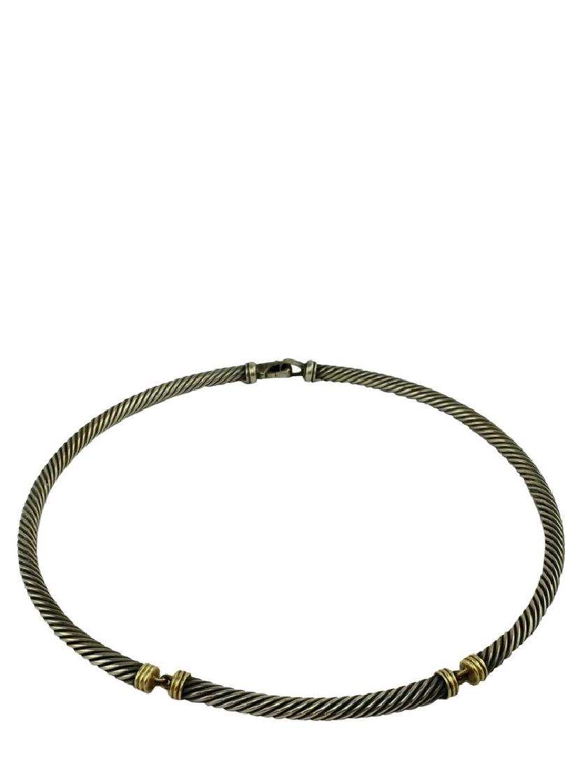 David Yurman Sterling Silver 14k Gold Choker Necklace (1 of 4)