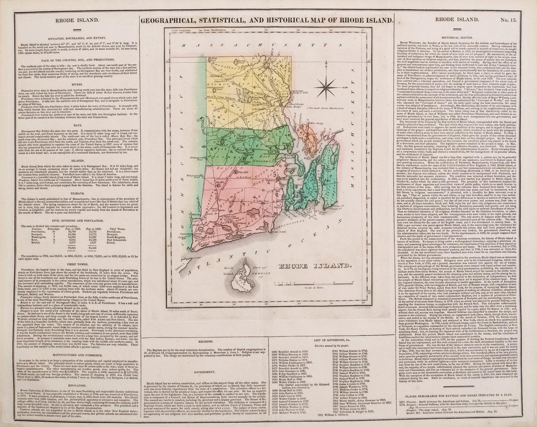 Carey & Lea Map of Rhode Island, 1822 (1 of 1)