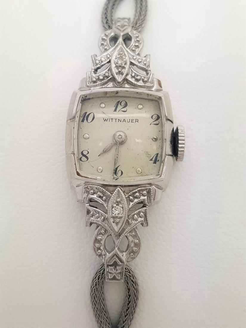 Vintage Wittnauer 14K White Gold Diamond Ladies Watch