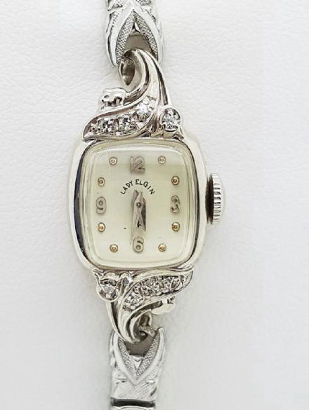 Vintage Lady Elgin 14k White Gold Diamond Wrist Watch Feb 19 2017 Jasper52 In Ny