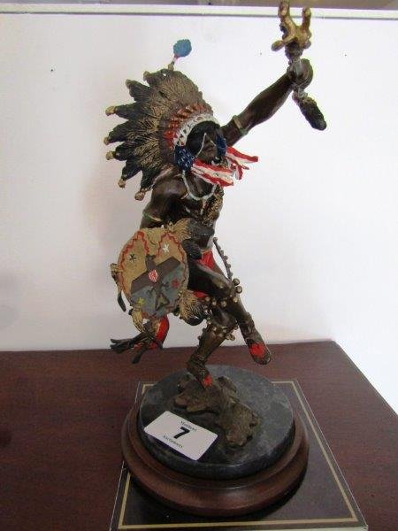 Vintage Bronze Native American Indian Figure on (1 of 5)