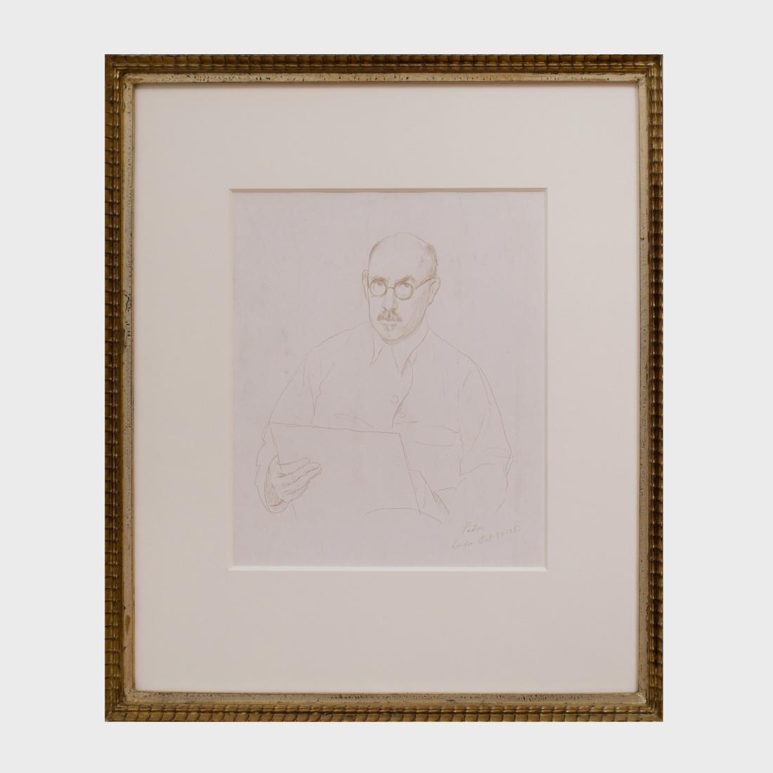 William McGregor Paxton (1869 - 1941): Self Portrait: Silverpoint drawing, 1933, signed 'Paxton', dated and inscribed 'London' lower right, with label from Vose Galleries, Boston. 10 1/2 x 9 in. (sight), 18 1/2 x 16 in. (frame). 11 x 9 1/4 in.