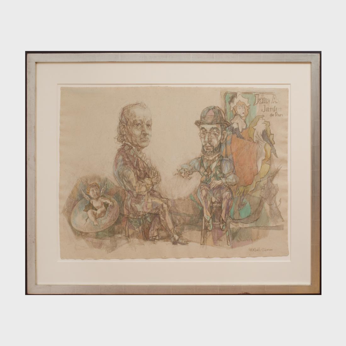 Mitchell Siporin (1910 - 1976): Songs of Innocence and: Watercolor and pencil on paper, 1957, signed 'Mitchell Siporin' lower right, with label from The Downtown Gallery, NY. 22 x 30 1/2 in. (sheet), 31 3/4 x 39 in. (frame).