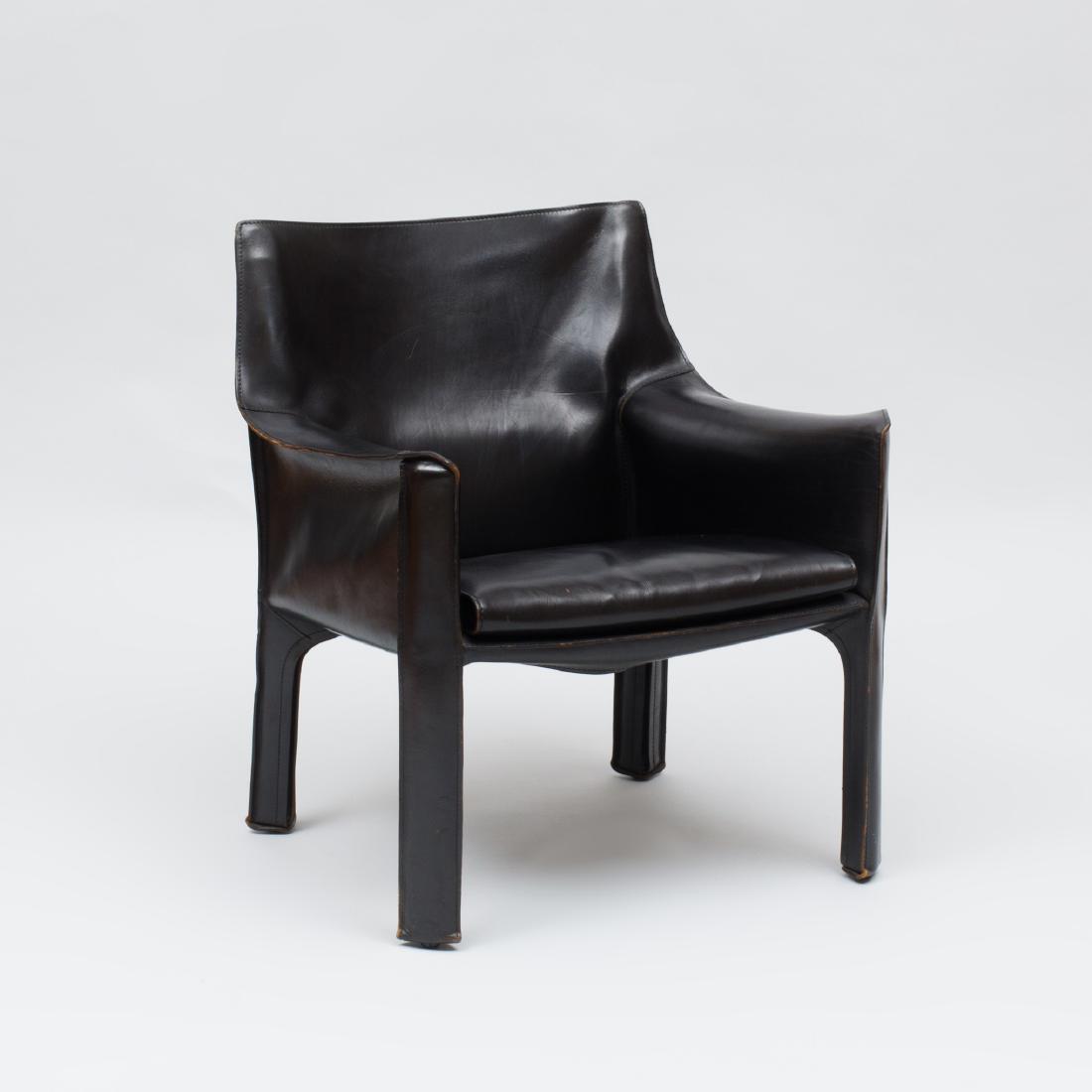 Mario Bellini Leather 'Cab' Arm Chair, for Cassina: Marked on base. 30 1/2 x 26 x 25 in.