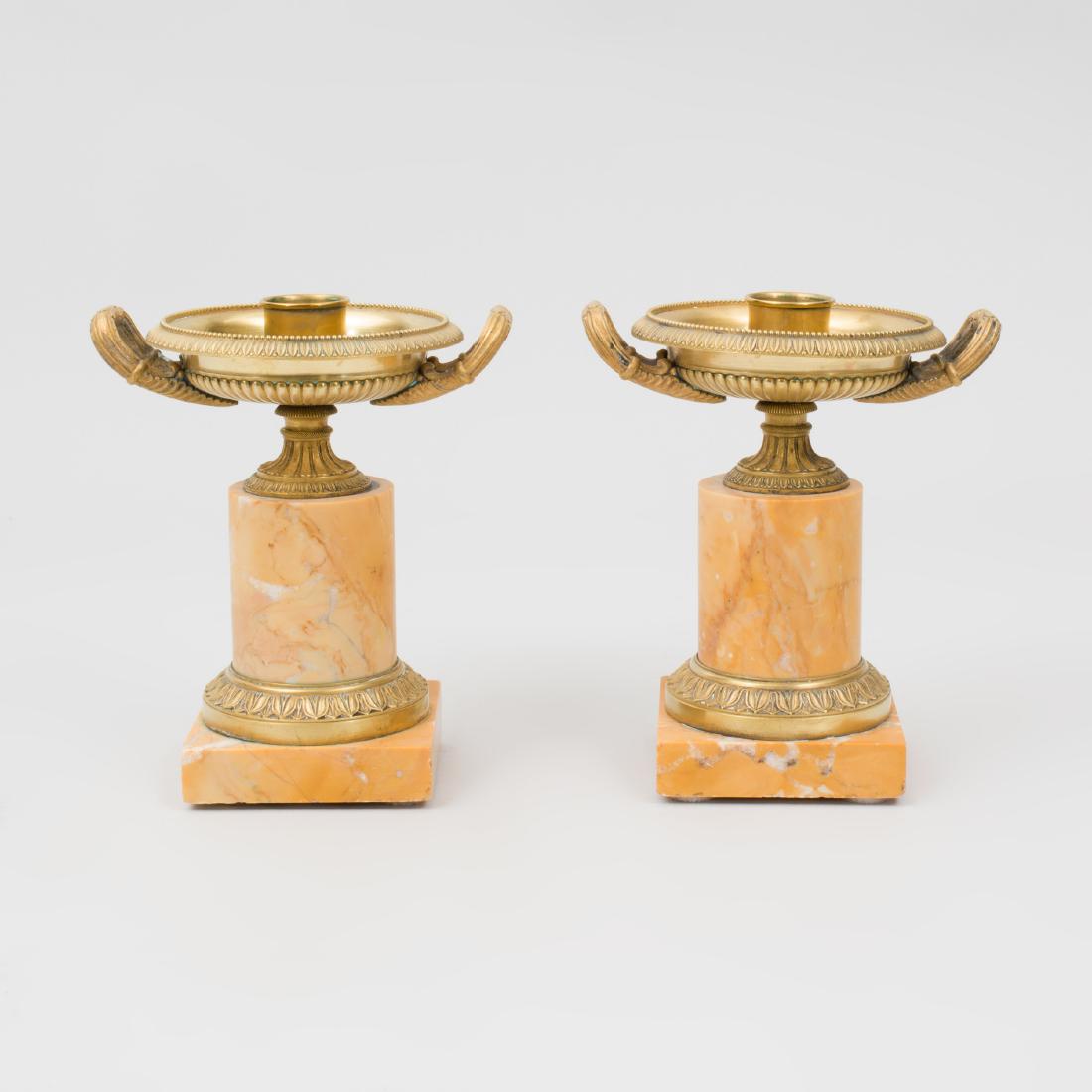 Pair of Charles X Style Gilt-Metal-Mounted Marble: 8 1/2 x 7 1/2 x 5 1/2 in.