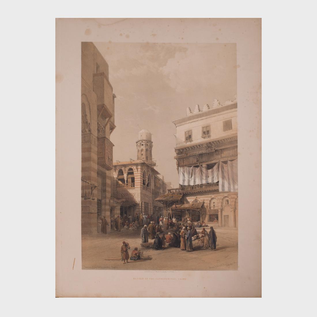 After David Roberts (1796-1864): Bazaar of the: Lithograph in colors on wove paper, 1848, published London, F. G. Moon, 20 Threadneedle St. 23 3/4 x 17 1/4 in. (sheet).