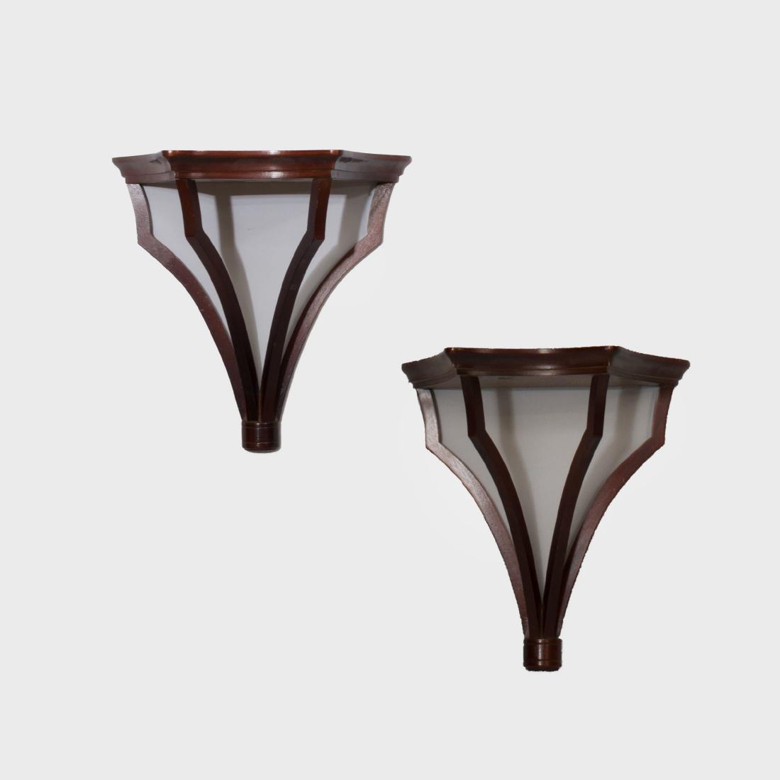 Pair of Stained Wood Brackets, of Recent Manufacture: 16 x 16 x 8 1/2 in.