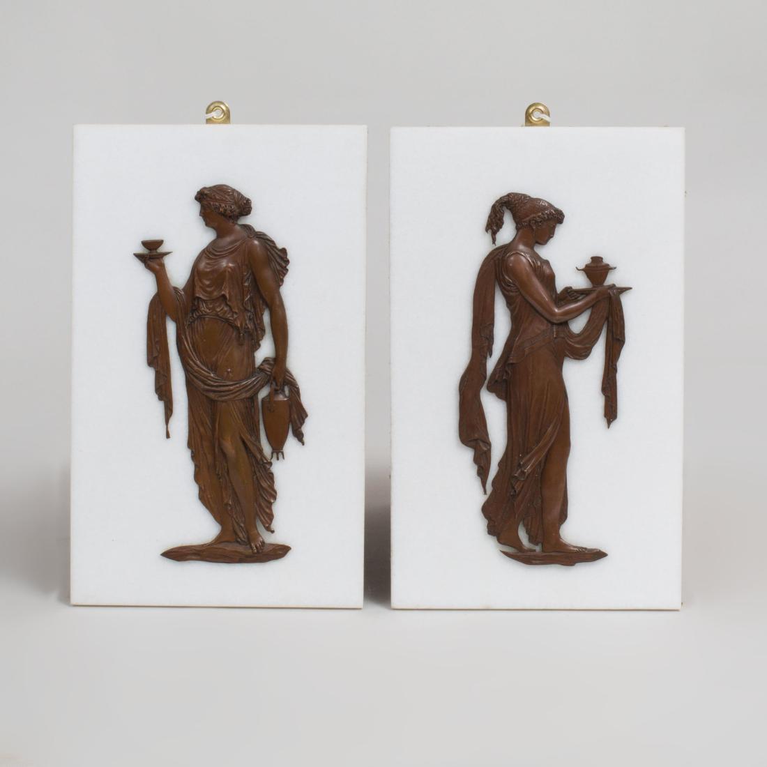 Pair of Neoclassical Style Marble and Bronze Plaques (1 of 3)