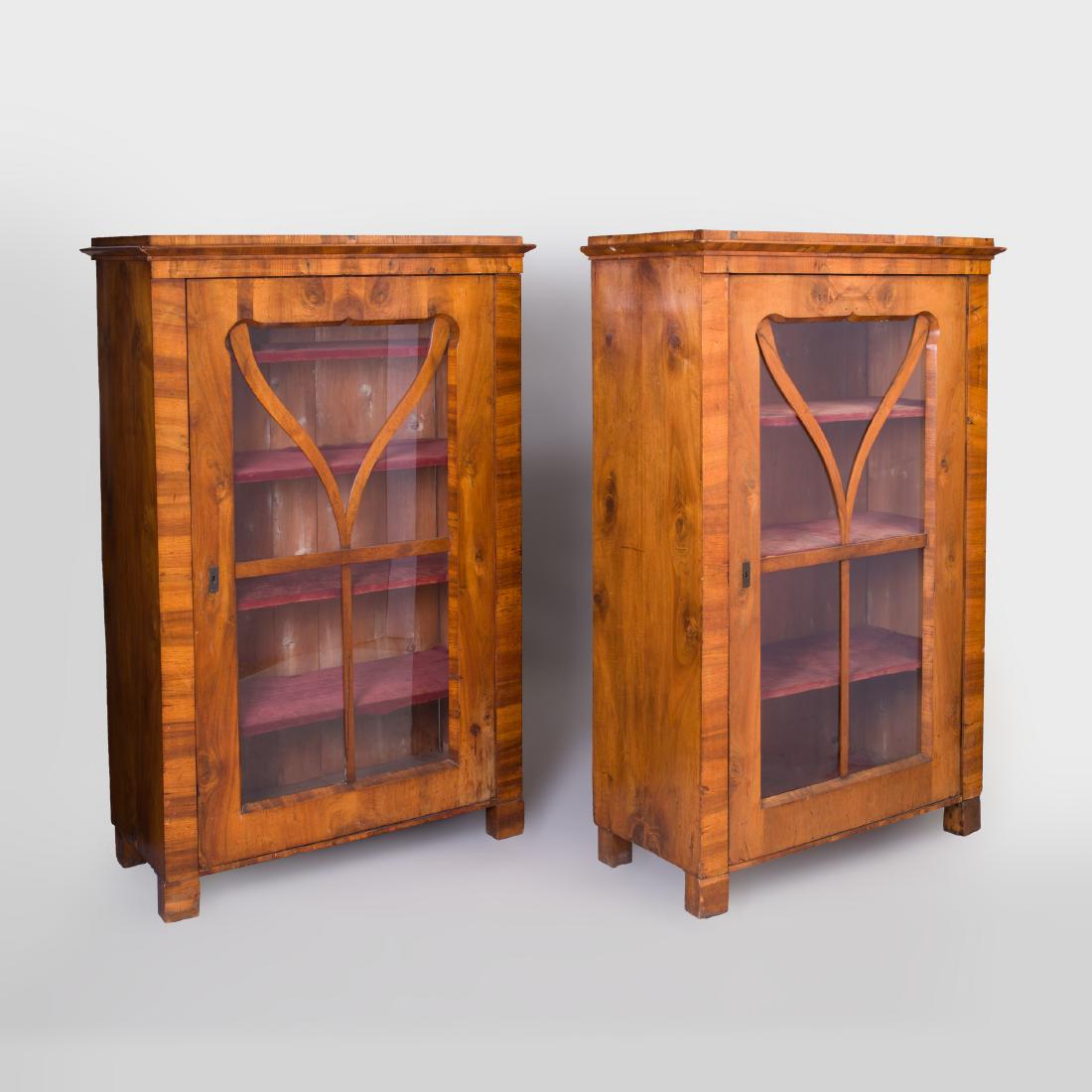 Pair of Biedermeier Walnut Vitrine Cabinets (1 of 6)