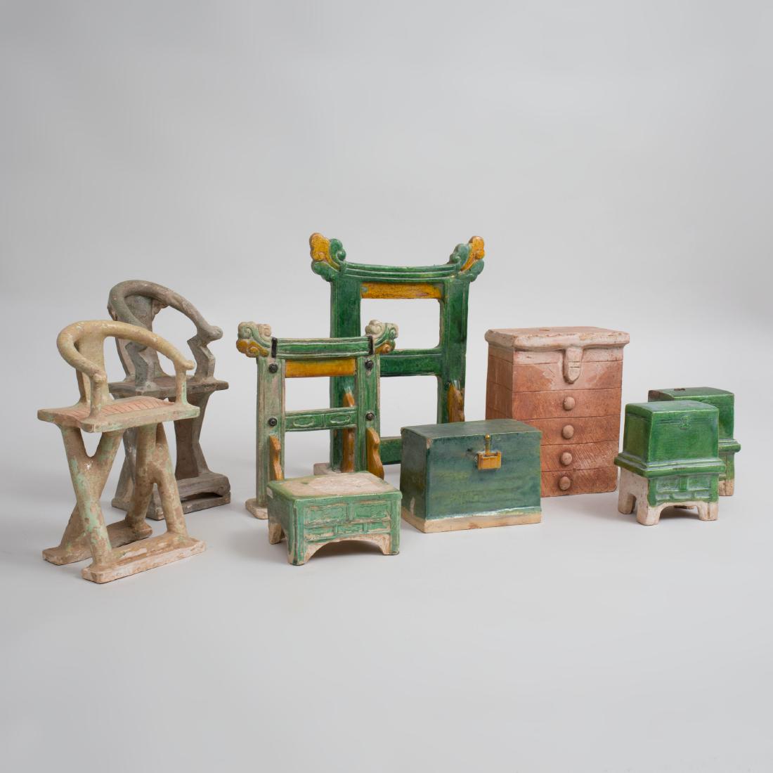 Group of Chinese Ming Style Green and Ocre Glazed (1 of 4)