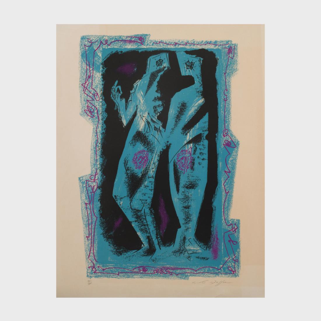 André Masson (1896-1987): Conversation in Blue and Pink: Lithograph in colors on wove paper, signed in pencil, numbered 76/200. 25 1/2 x 19 1/2 in. (sheet), unframed.