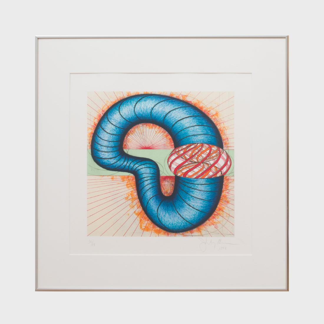 John Newman (b. 1952): Untitled: Lithograph in colors on wove paper, 1992, signed and dated in pencil, numbered 38/38. 15 x 15 1/2 in. (sight), 21 1/4 x 22 in. (frame).