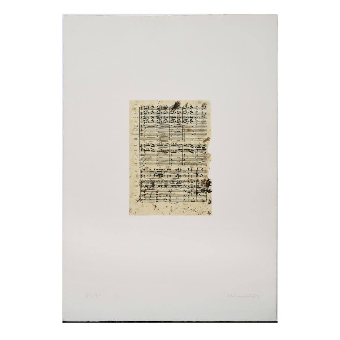 Jannis Kounellis (b. 1936): Elletra: Lithograph in colors on wove paper, 1972, signed in pencil, numbered 37/90. 19 3/4 x 14 in. (sheet), unframed. The Collection of Ileana Sonnabend & the Estate of Nina Castelli Sundell