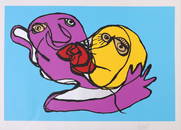 Karel Appel (1921-2006): Sky Blue Kiss; Silvered Kiss;