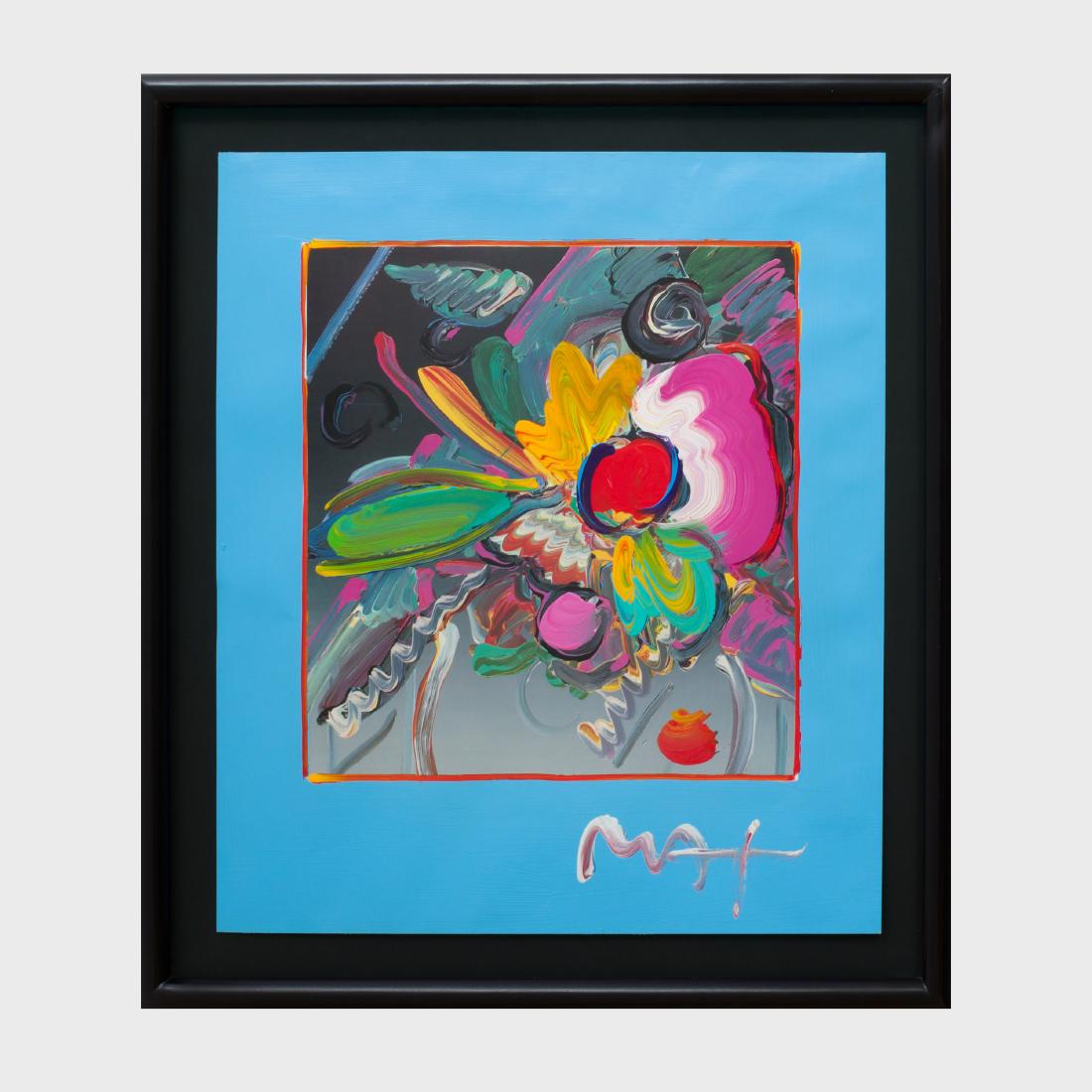 Peter Max (b. 1937): NY Flower Show: Offset print with hand-additions, 2002, signed 'Max' lower right, with the artist's copyright label on the reverse. 22 x 19 1/2 in. (sheet), 26 1/4 x 24 in. (frame).