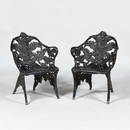 Pair of Painted Aluminum Garden Armchairs, Possibly by