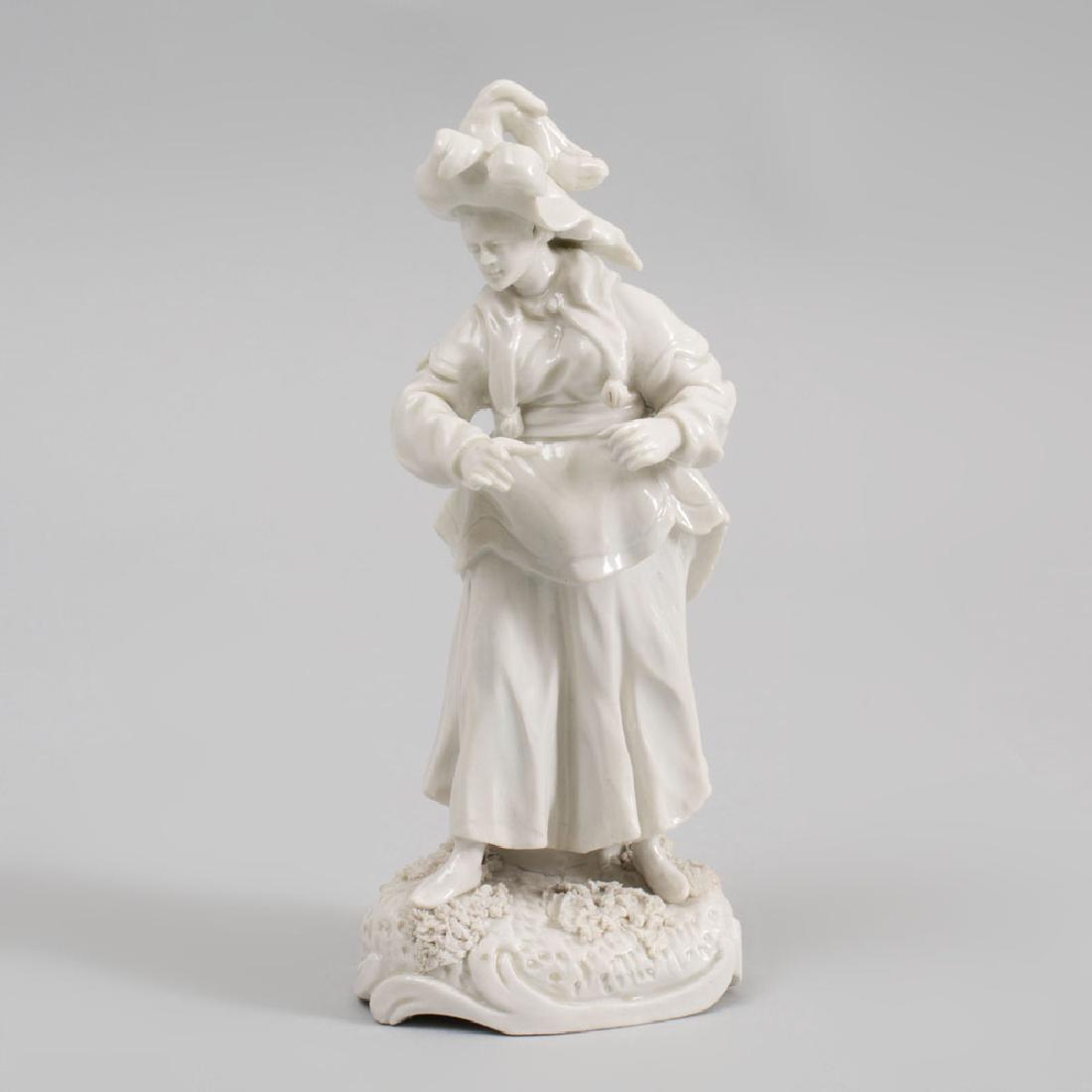 Frankenthal White Glazed Porcelain Chinoiserie Figure: Frankenthal White Glazed Porcelain Chinoiserie Figure of a Lady With underglaze blue crowned CT over 74. 5 3/4 in. high. Adams Antiques (Yvonne Adams), Olympia Fair, London, June 1997; Sold Christie's