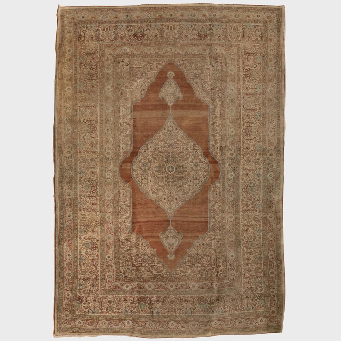 Persian Kirman Cream Ground Central Medallion Carpet: Persian Kirman Cream Ground Central Medallion Carpet 4 ft. x 5 ft. 10 1/2 in. The Collection of Judith & Gerson Leiber