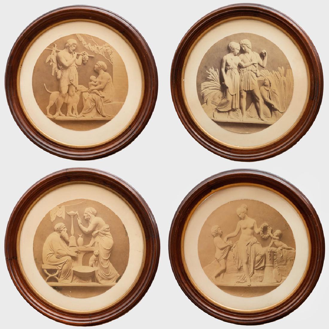 After Bertel Thorvaldsen (1770-1844): The Four Seasons: After Bertel Thorvaldsen (1770-1844): The Four Seasons Four albumen prints, c. 1890, mounted as roundels. All 15 in. diameter (sheet without mount), 24 1/4 in. diameter (frame). Note: Thorvaldsen's or