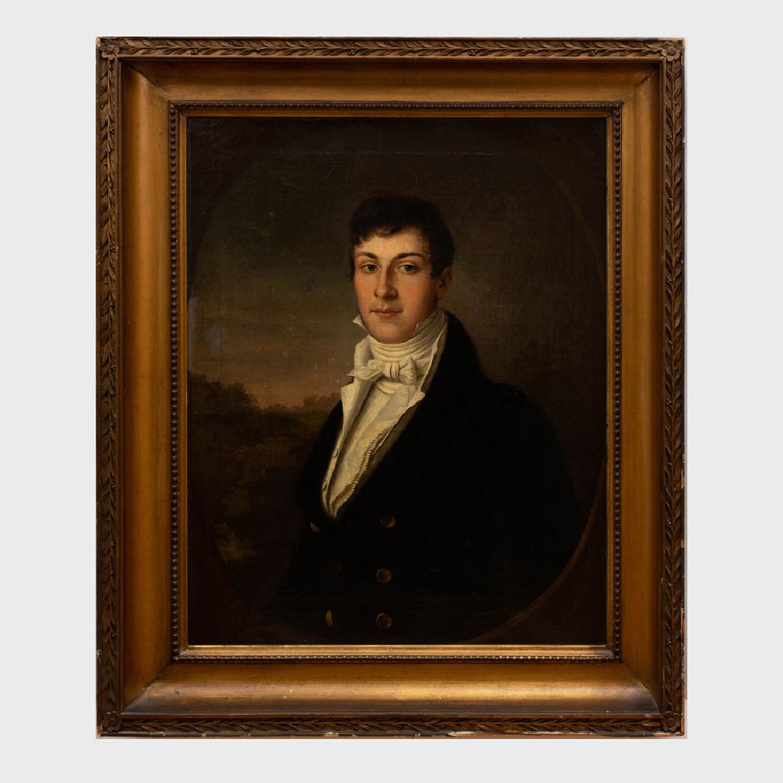 American School: Portrait of John Alexander McCrae: American School: Portrait of John Alexander McCrae Oil on canvas, unsigned, lined. 29 1/2 x 23 1/4 in., 37 1/2 x 31 in. (frame). Note: The sitter in this portrait is John Alexander McCrae (1789-1865).