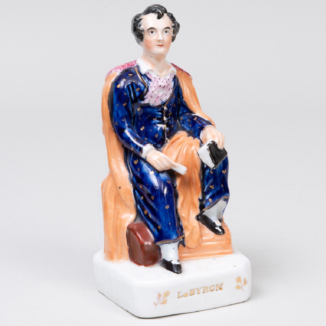 Staffordshire Pottrey 'Lord Byron' Figure: Staffordshire Pottrey 'Lord Byron' Figure 7 in. high. Property from the Estate of William Kelly Simpson Drury & Drury, London, 1958.