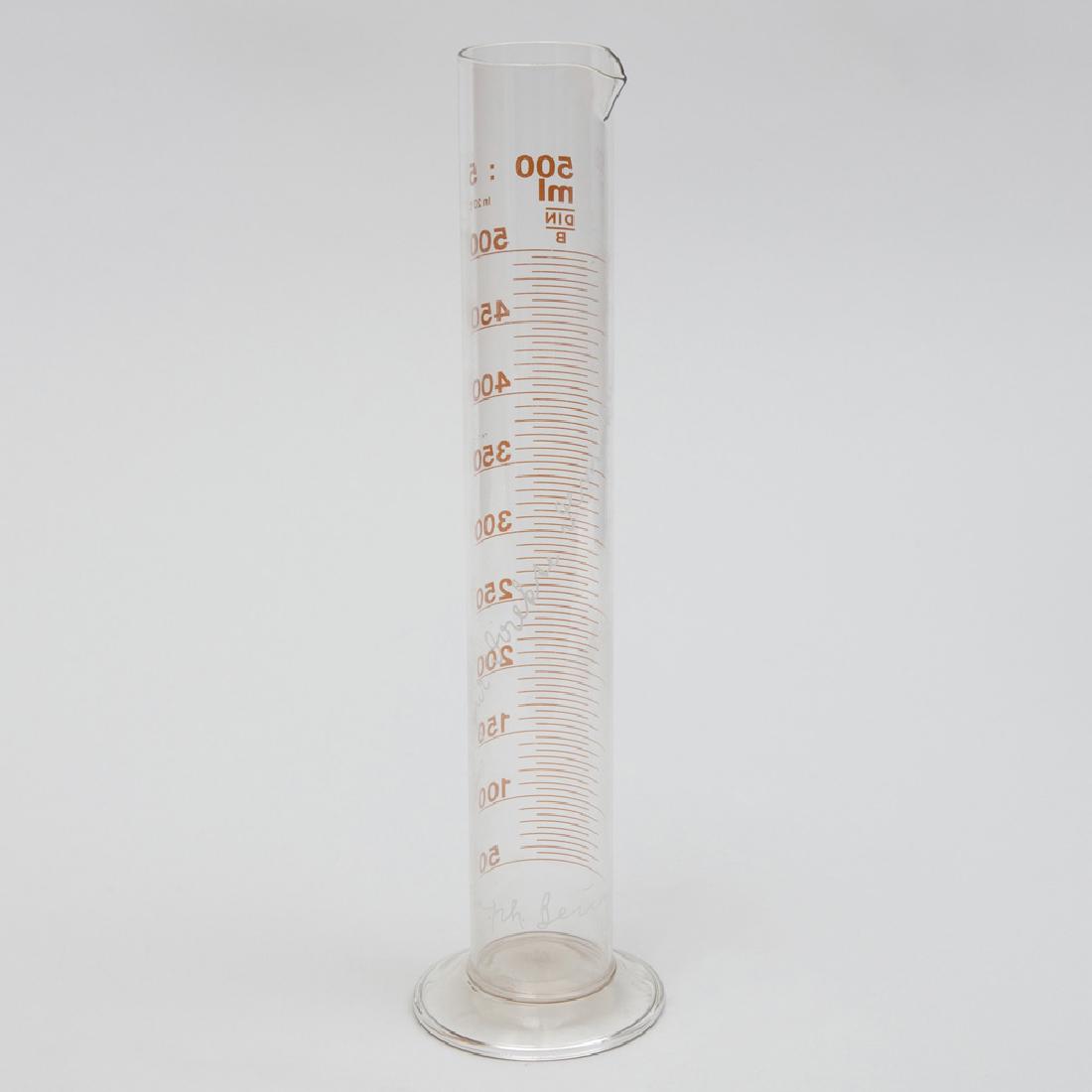 Joseph Beuys (1921-1986): Rose for Direct Democracy: Joseph Beuys (1921-1986): Rose for Direct Democracy Glass cylinder, 1973, incised with signature and titled, from the edition of unlimited size, with the facsimile certificate numbered 904. 14 in. (he