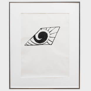 Alexander Calder (1898-1976): Tapestries and Rugs, for: Alexander Calder (1898-1976): Tapestries and Rugs, for Calder's UniverseInk on paper, 1976, unsigned.19 1/2 x 14 5/8 in., (sheet), 25 1/2 x 20 3/4 in. (frame).Note: This work is listed with the