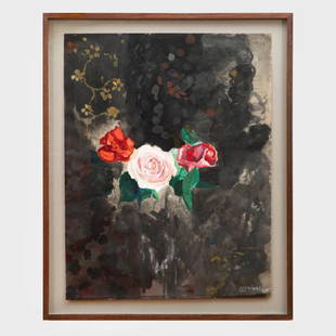 Amedée Ozenfant (1886-1966): Roses: Amedée Ozenfant (1886-1966): RosesWatercolor and gouache on paper, 1913, signed 'Ozenfant' and dated lower right, signed 'Amedee Ozenfant', dated and inscribed '...un veillet de deux roses...' upper