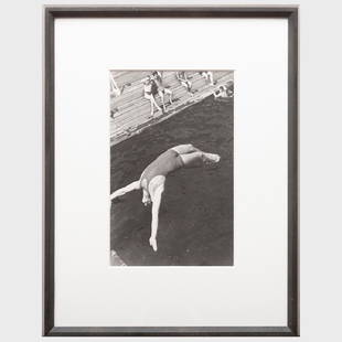 Alexander Rodchenko (1891-1956): Dive: Alexander Rodchenko (1891-1956): DiveGelatin silver print, 1936, printed in the 1950s, with the Univ. prof.ing.lubomir linhart inkstamp on the reverse, with label from Charles Cowles Gallery, NY.9 x