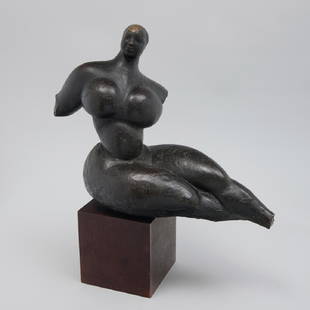 After Gaston Lachaise (1882-1935): Flying Figure: After Gaston Lachaise (1882-1935): Flying Figure Bronze, unmarked, on a wood base. 12 1/2 x 18 x 6 in. (without base), Base 5 3/4 x 5 1/2 x 5 1/2 in. Property from the Estate of Ralph Vuolo, Greenwich