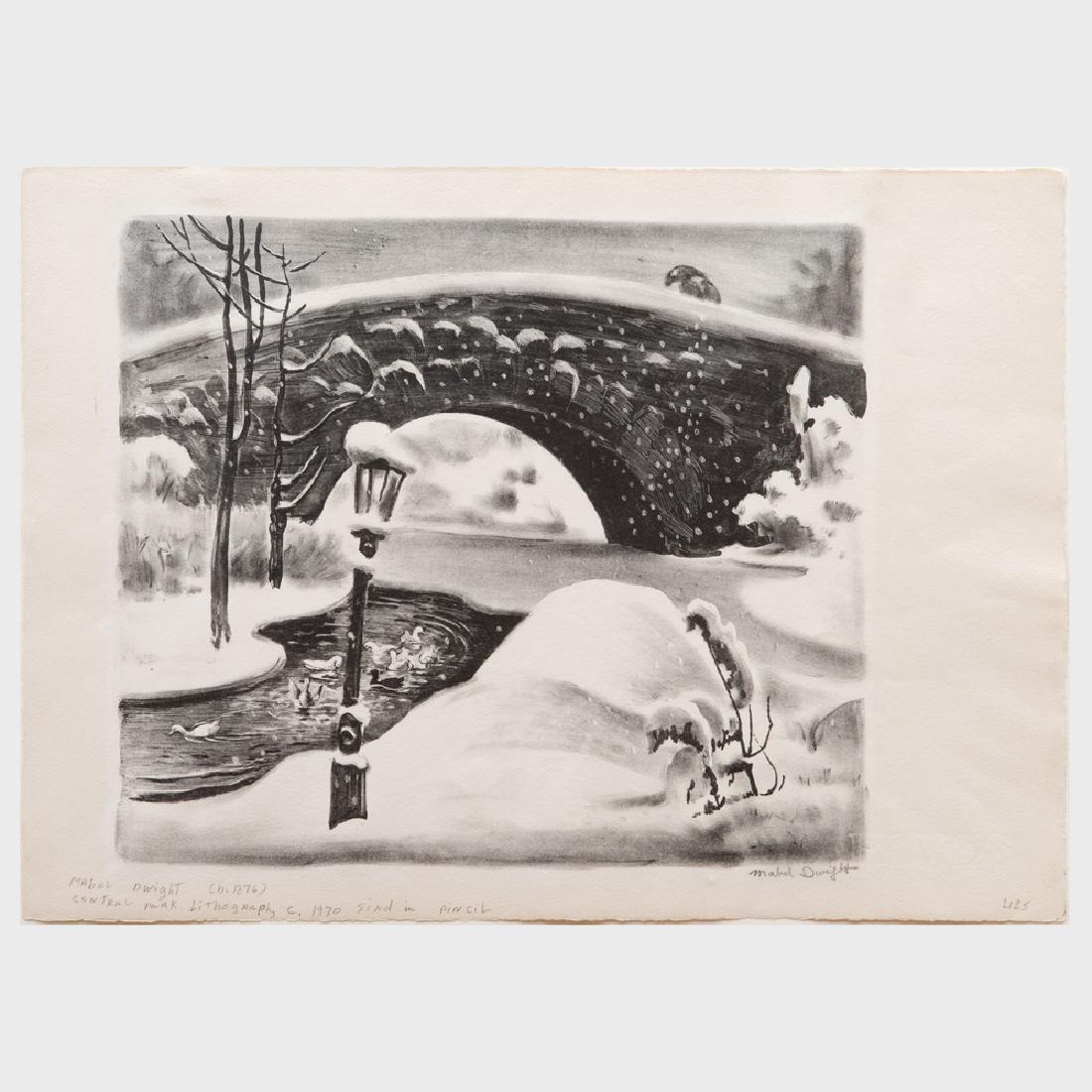 Mabel Dwight (1876-1955): Winter, Central Park: Mabel Dwight (1876-1955): Winter, Central Park Lithograph in black on wove paper, c. 1930, signed in pencil, variously inscribed in another hand in the bottom margin. 11 1/2 x 16 in. (sheet), unframed