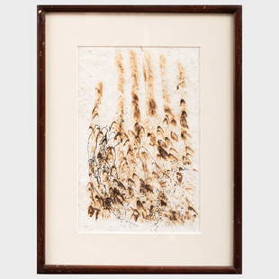 Ursula von Rydingsvard (b. 1942): Loss of Feathers: Ursula von Rydingsvard (b. 1942): Loss of Feathers Ink and wash on paper, 1995, signed 'Ursula von Rydingsvard', titled and dated on the reverse. 10 1/2 x 7 in. (sight), 15 1/2 x 12 in. (frame). Works