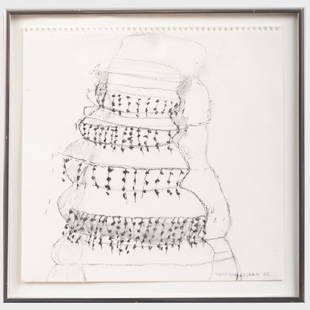 Ursula von Rydingsvard (b. 1942): Stacking Plates: Ursula von Rydingsvard (b. 1942): Stacking Plates Charcoal on paper, 2005, signed 'Von Rydingsvard' and dated lower right. 11 1/4 x 11 1/4 in. (sheet), 13 x 13 in. (frame). Works from the Collection o