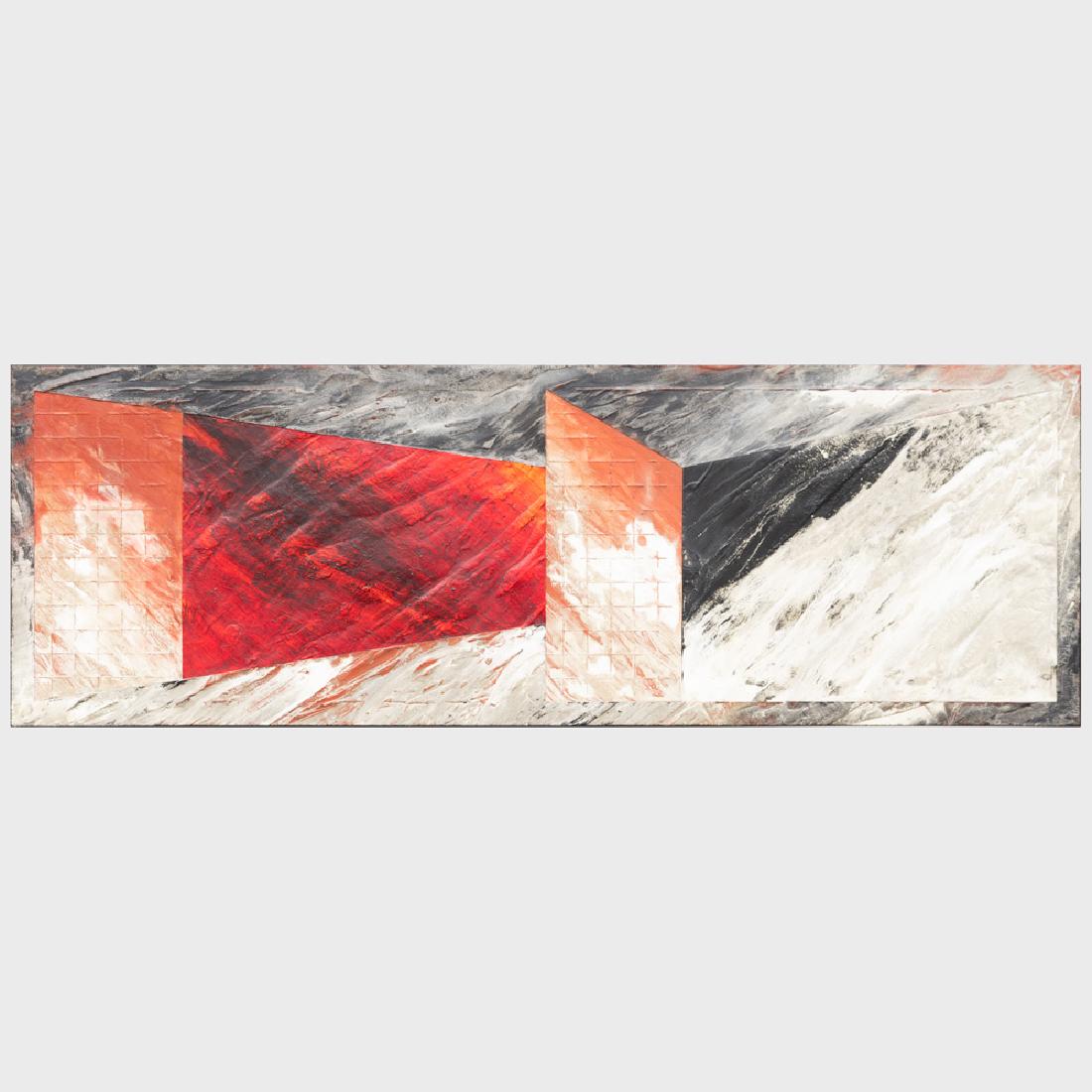 Laddie John Dill (b. 1943): Untitled: Laddie John Dill (b. 1943): Untitled Acrylic and cement on canvas mounted on board, 1988, signed 'John Laddie Dill' and dated on the reverse. 60 x 180 in., 62 x 182 in. (frame). Note: If you would lik