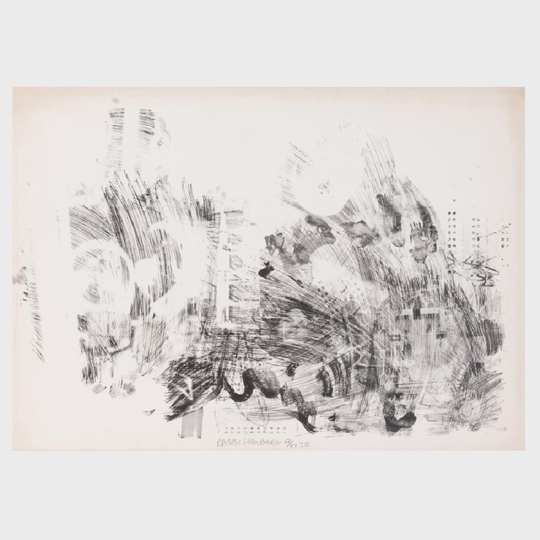 Robert Rauschenberg (1925-2008): Air Pocket, from: Robert Rauschenberg (1925-2008): Air Pocket, from Stoned Moon Series Lithograph in black on wove paper, 1970, signed and dated in pencil, numbered 42/47. 36 x 51 in. (sheet), unframed. Literature: F