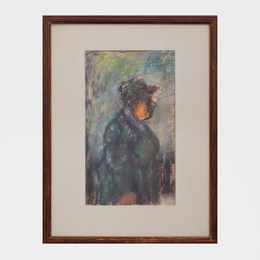 Benjamin Kopman (1887-1965): Woman in the Park: Benjamin Kopman (1887-1965): Woman in the Park Gouache on paper, 1959, signed 'Kopman' and dated upper left. 12 3/4 x 7 1/2 in. (sight), 19 x 15 in. (frame).