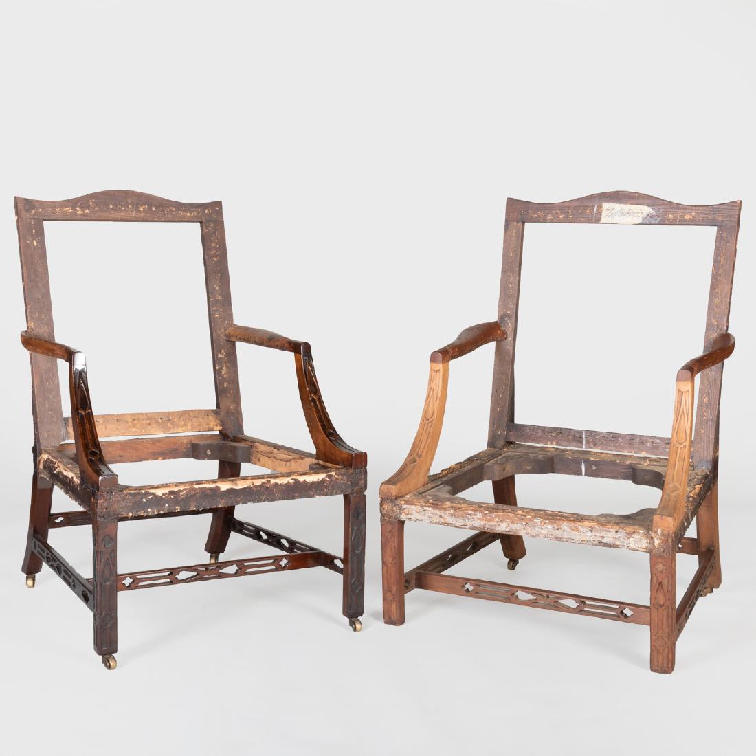 Pair of George III Style Mahogany Gainsborough: Pair of George III Style Mahogany Gainsborough Armchairs 37 3/4 x 24 1/2 x 27 in. Property from the Repository of a Distinguished Businessman