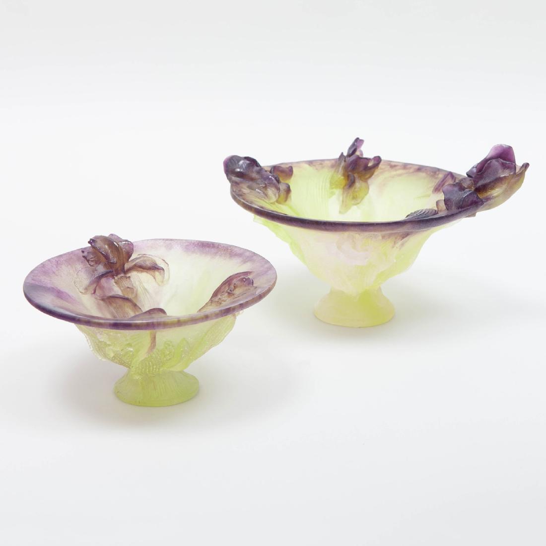 Two Daum Pâte de Verre Glass Bowls: Two Daum Pâte de Verre Glass Bowls Each signed in etch and with cross of Lorraine. The larger 7 x 10 1/2 in. diam. Property From a Distinguished Maryland Collection