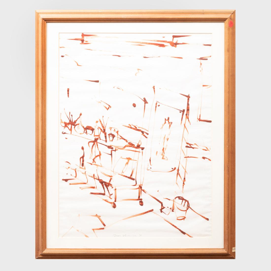 John Macwhinnie (b. 1945): Sketch of de Kooning's: John Macwhinnie (b. 1945): Sketch of de Kooning's studio