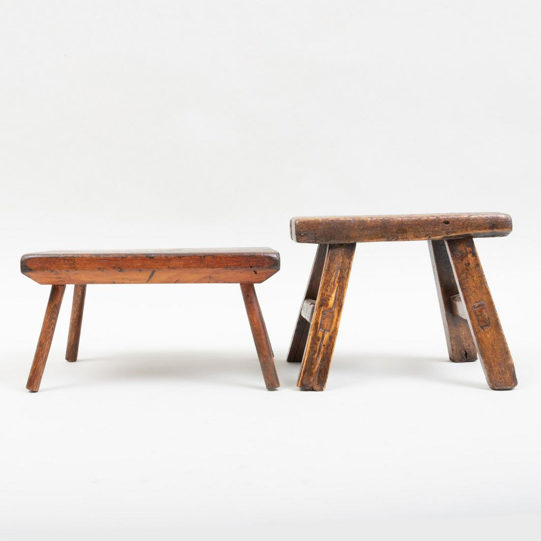 Two Primitive Wood Stools (1 of 6)