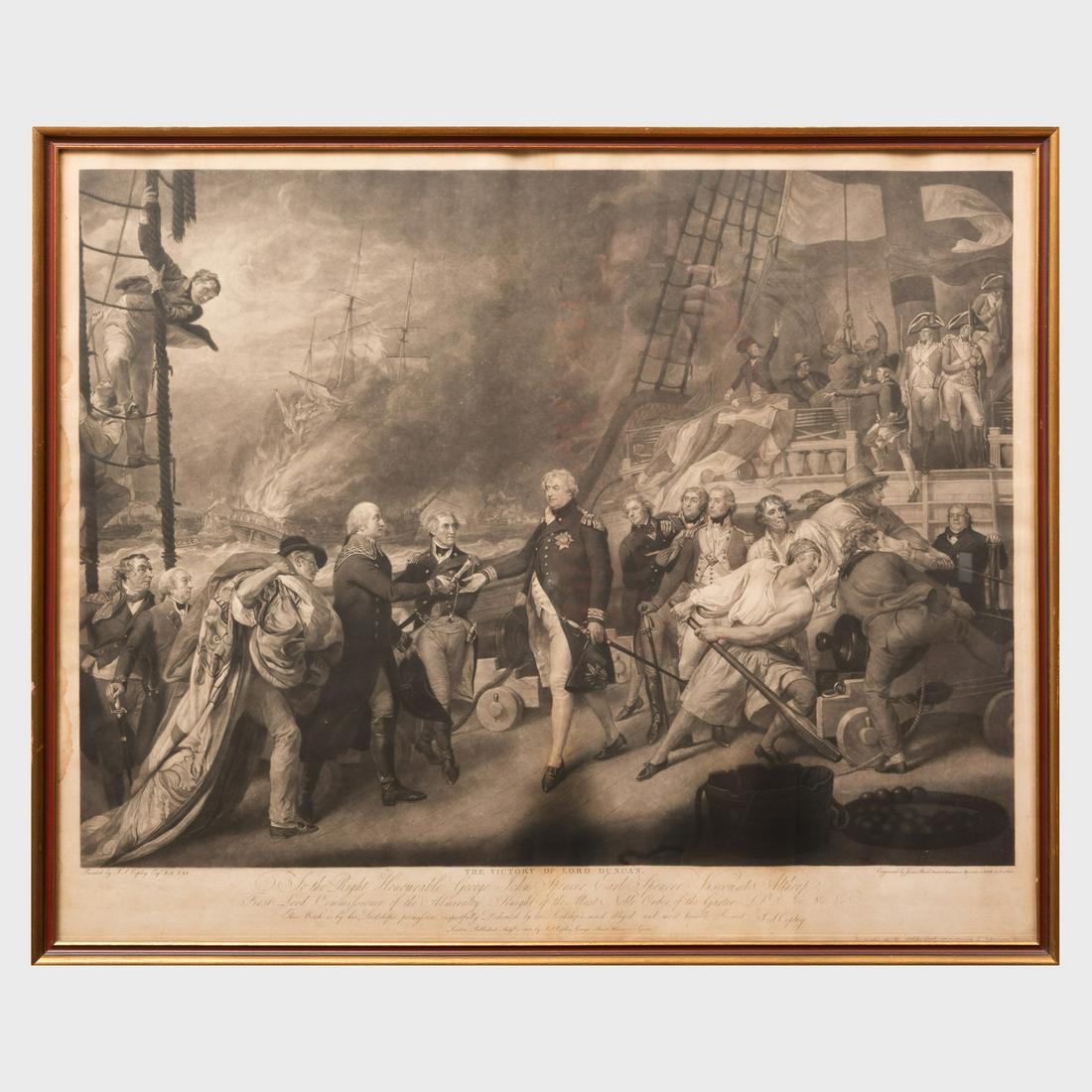 After John Singleton Copley (1737-1815): The Victory of: After John Singleton Copley (1737-1815): The Victory of Lord Duncan Engraving in black on wove paper, 1800. 25 3/4 x 31 1/2 in. (sight), 27 x 33 in. (frame).