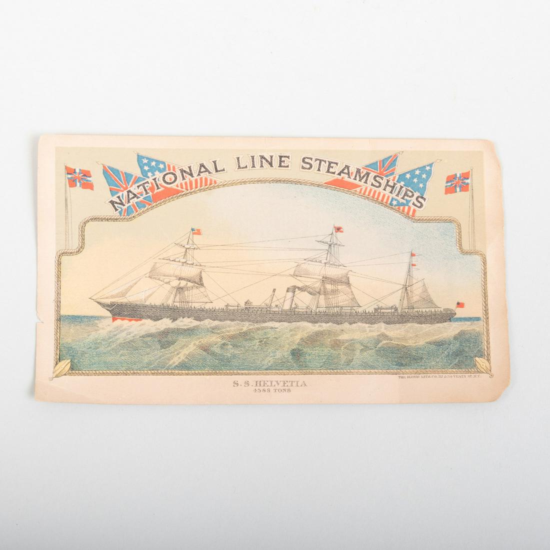 National Line Steamships Ship's Advertising Card (1 of 2)