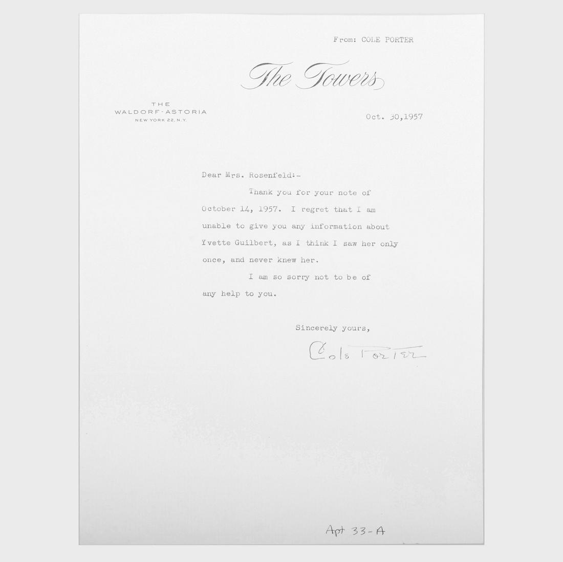 Signed Cole Porter Letter (1 of 2)