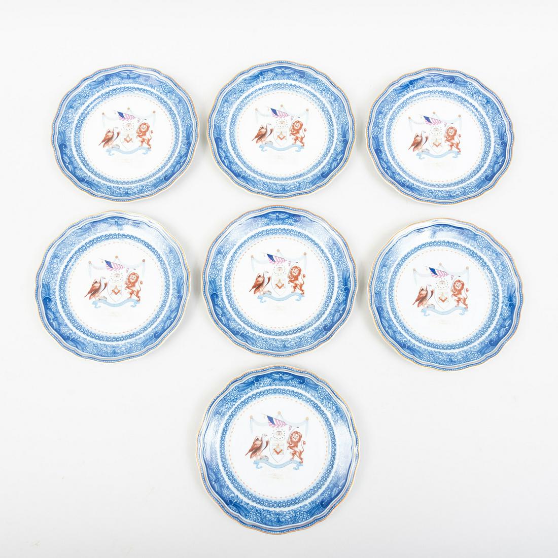 Set of Seven Mottahedeh Porcelain Plates Transfer (1 of 3)